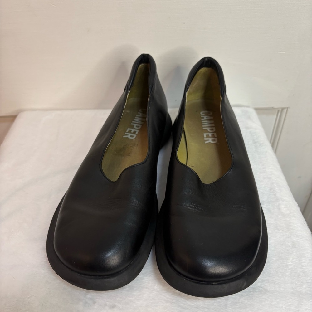 Camper black leather slip on flats - Picture 2 of 9